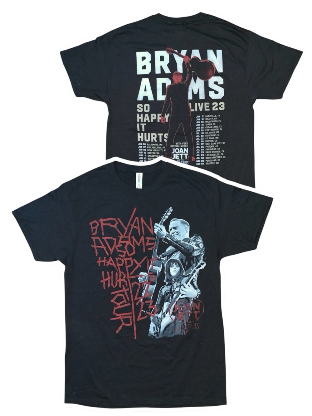 Bryan Adams Joan Jett Concert T-Shirt Tour Shirt So Happy It Hurts